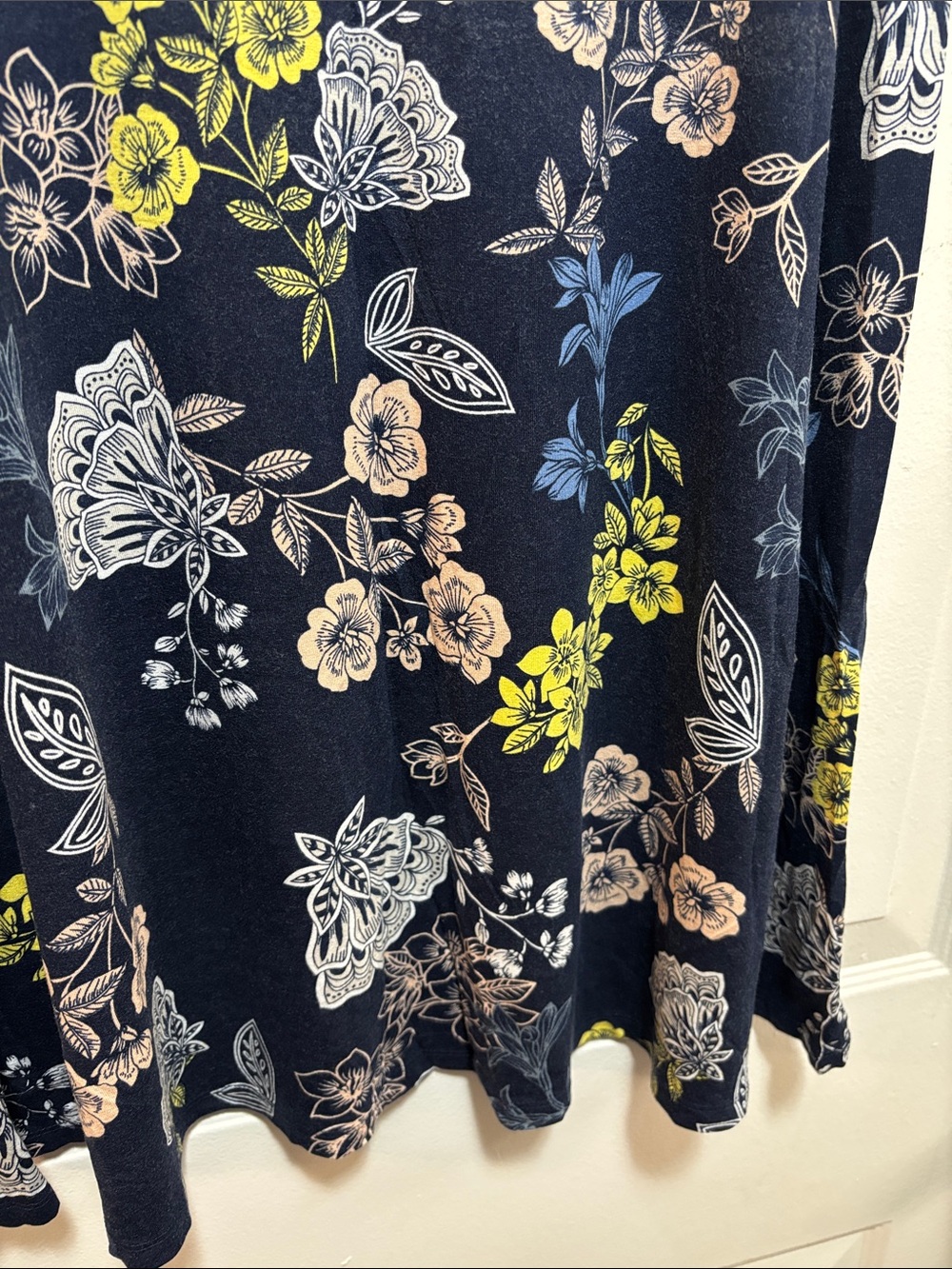 LOFT Navy Floral Sleeveless A-Line Dress - Picture 2 of 8